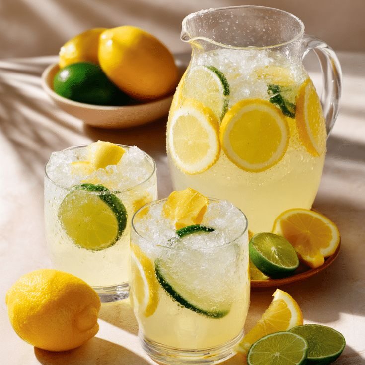 Citronnade maison au citron vert, citron jaune et menthe